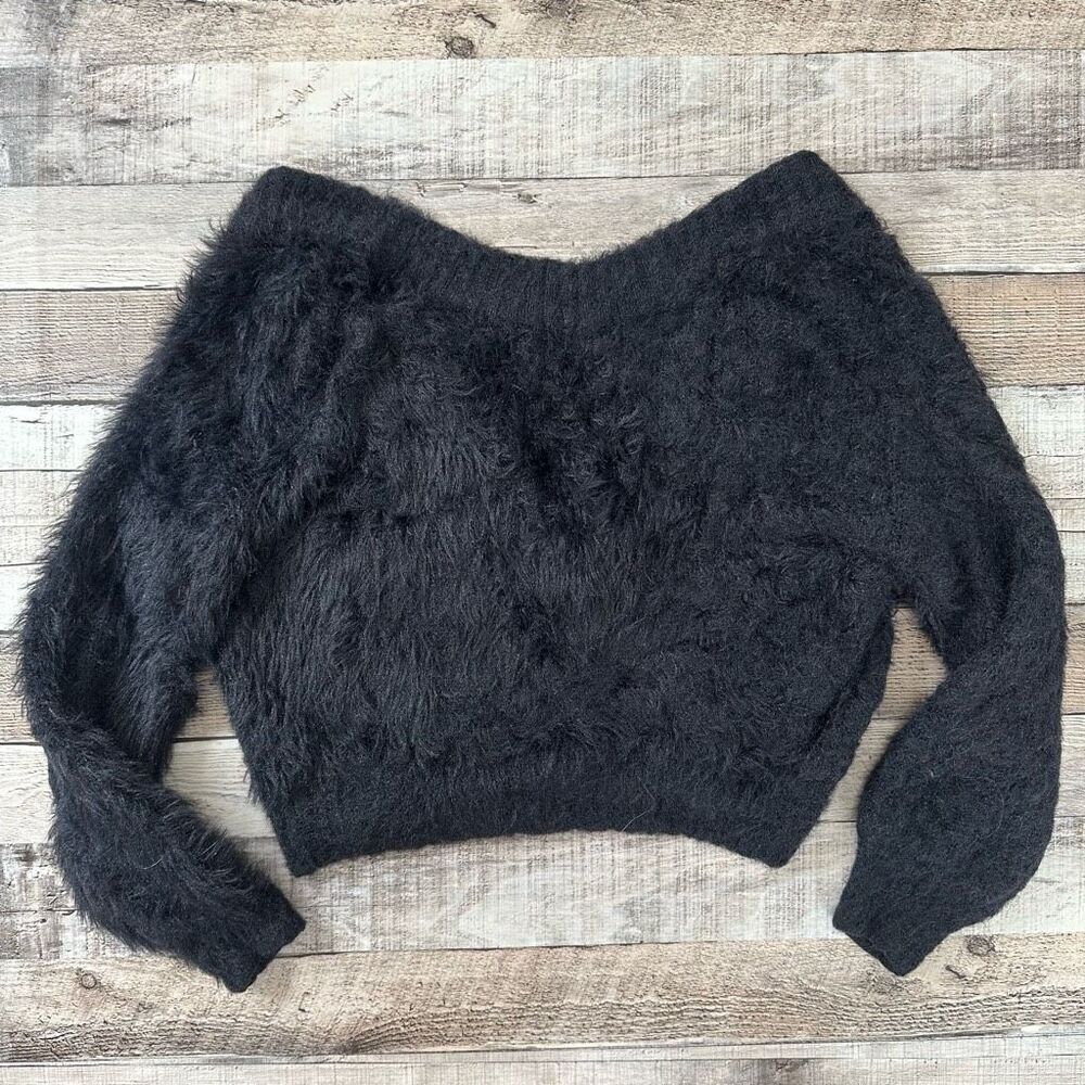 Urban Outfitters Black Furry Long Sleeve Sweater | Size Small